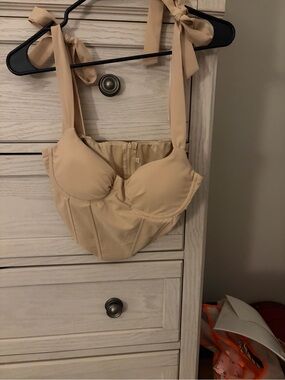Tan corset tie top